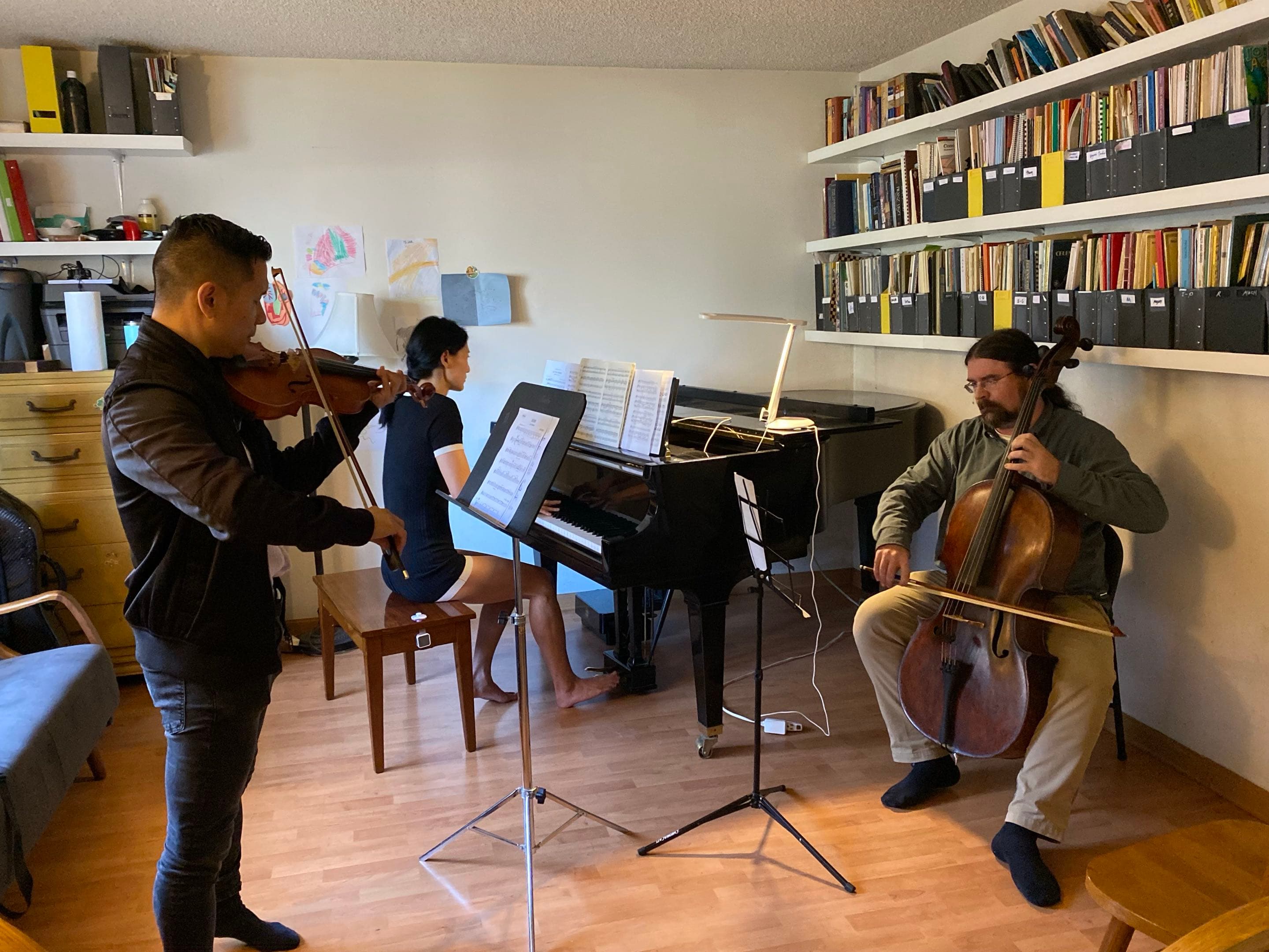 Sue Zhou in a chamber music trio with violin and cello